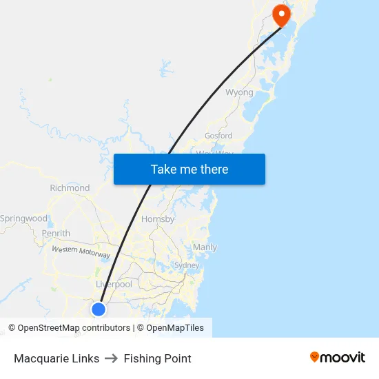 Macquarie Links to Fishing Point map