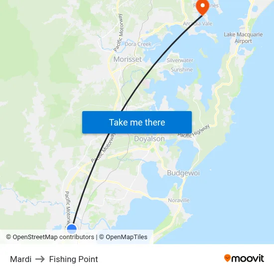 Mardi to Fishing Point map