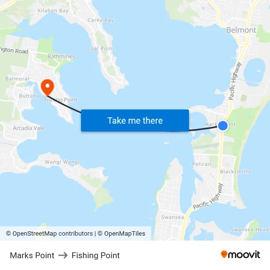 Marks Point to Fishing Point map