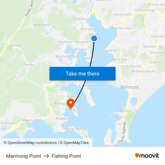 Marmong Point to Fishing Point map