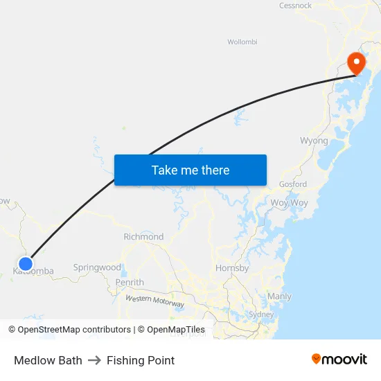 Medlow Bath to Fishing Point map