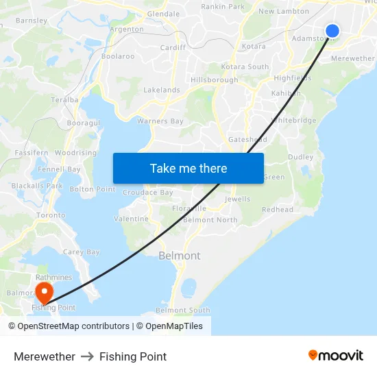 Merewether to Fishing Point map
