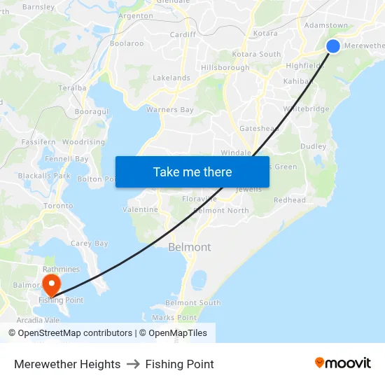 Merewether Heights to Fishing Point map