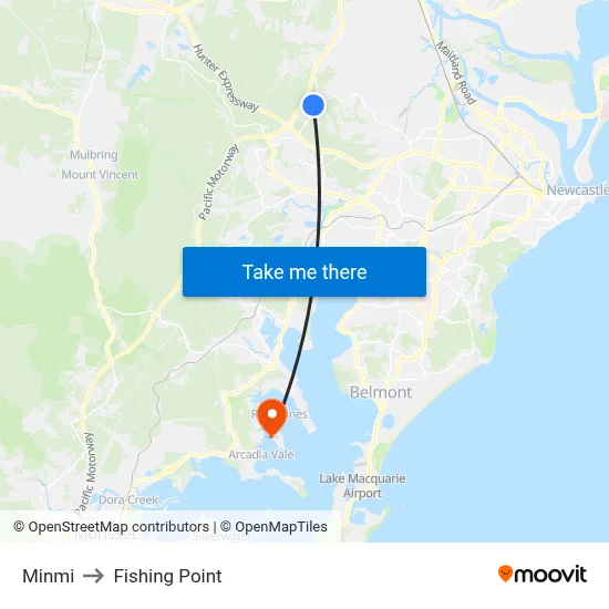 Minmi to Fishing Point map