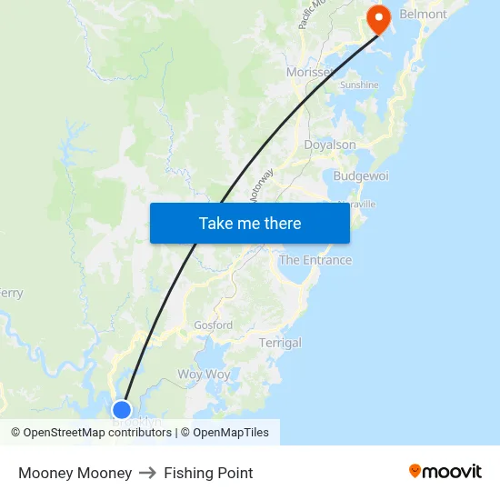 Mooney Mooney to Fishing Point map