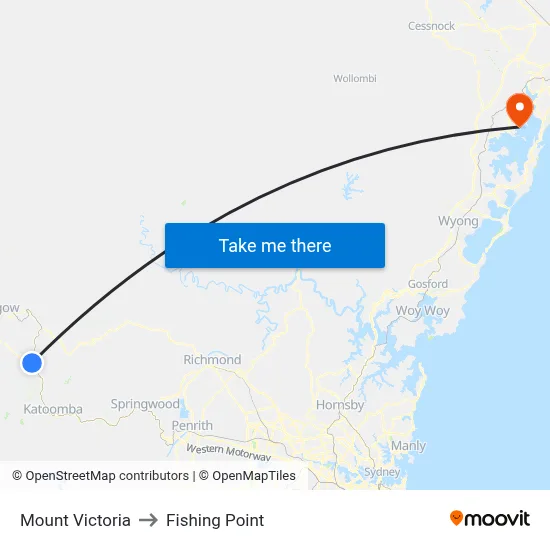 Mount Victoria to Fishing Point map