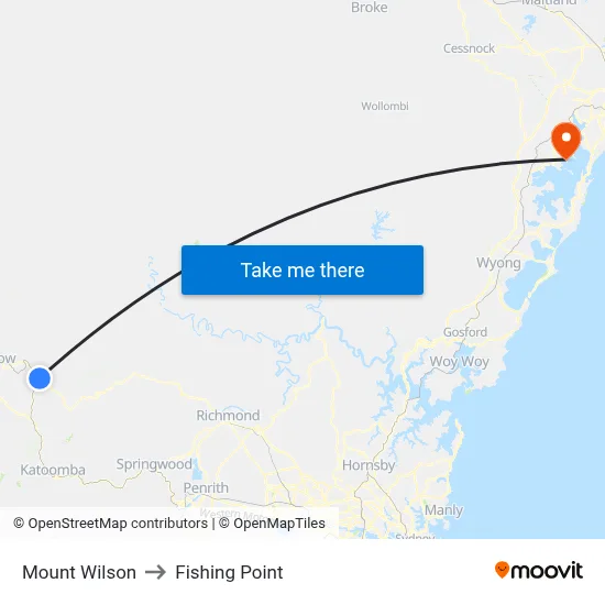 Mount Wilson to Fishing Point map