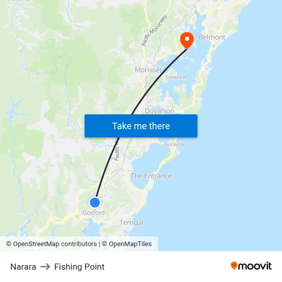 Narara to Fishing Point map