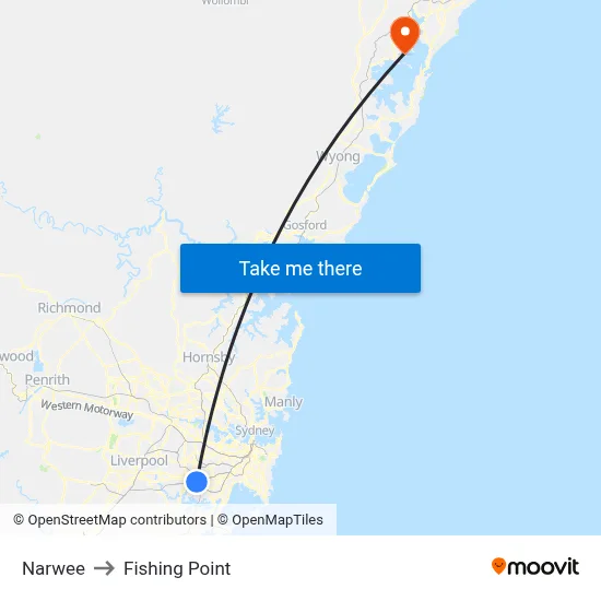 Narwee to Fishing Point map