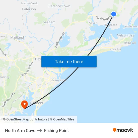 North Arm Cove to Fishing Point map