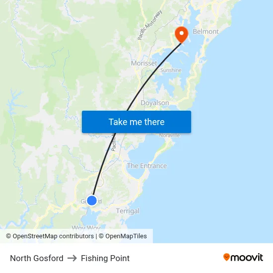 North Gosford to Fishing Point map
