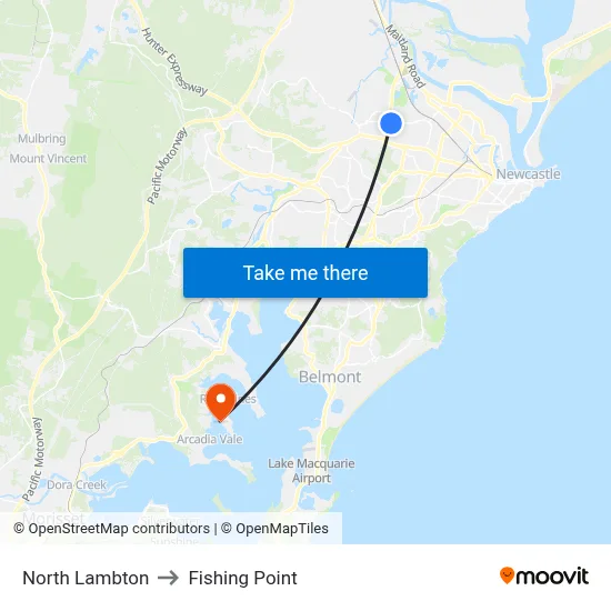 North Lambton to Fishing Point map