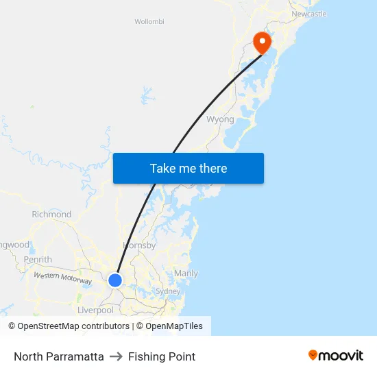 North Parramatta to Fishing Point map