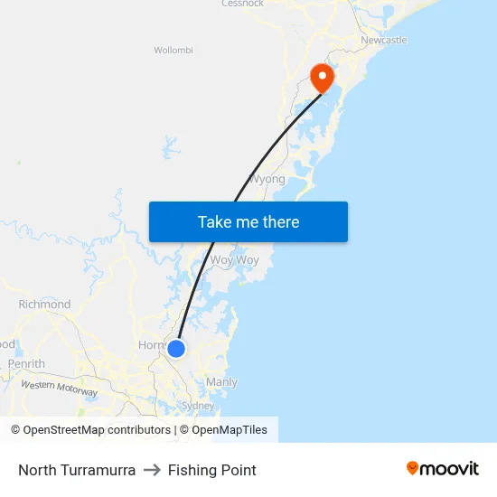 North Turramurra to Fishing Point map