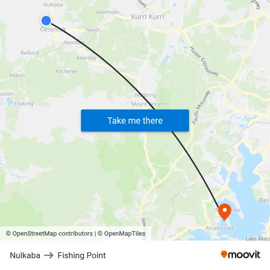 Nulkaba to Fishing Point map