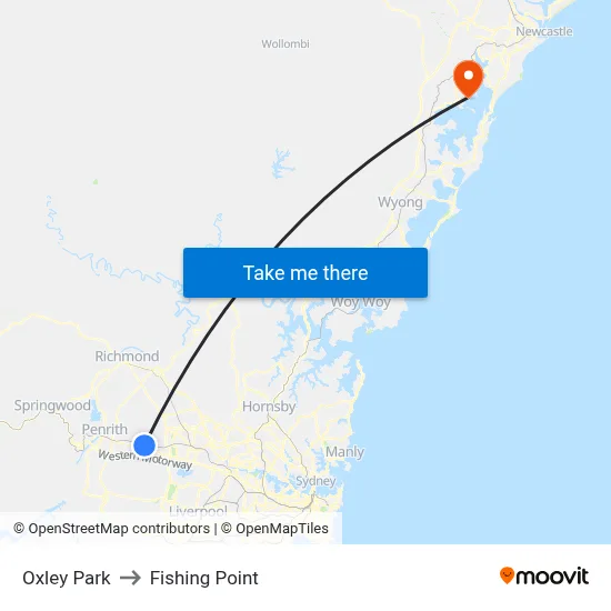 Oxley Park to Fishing Point map
