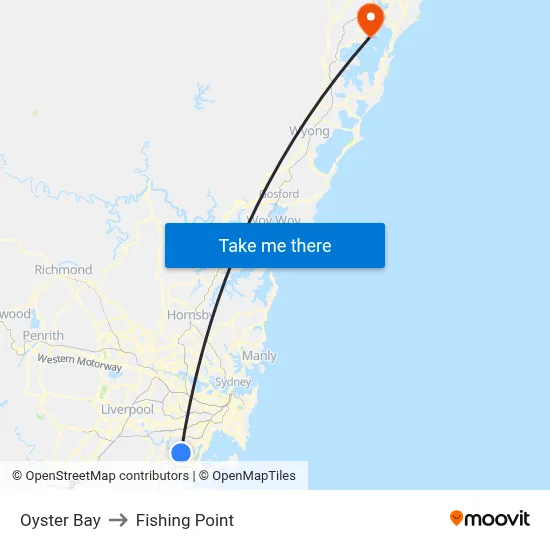 Oyster Bay to Fishing Point map
