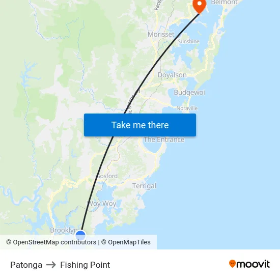 Patonga to Fishing Point map