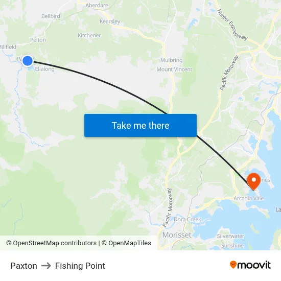 Paxton to Fishing Point map
