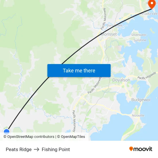 Peats Ridge to Fishing Point map