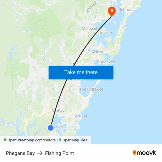 Phegans Bay to Fishing Point map
