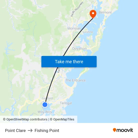 Point Clare to Fishing Point map