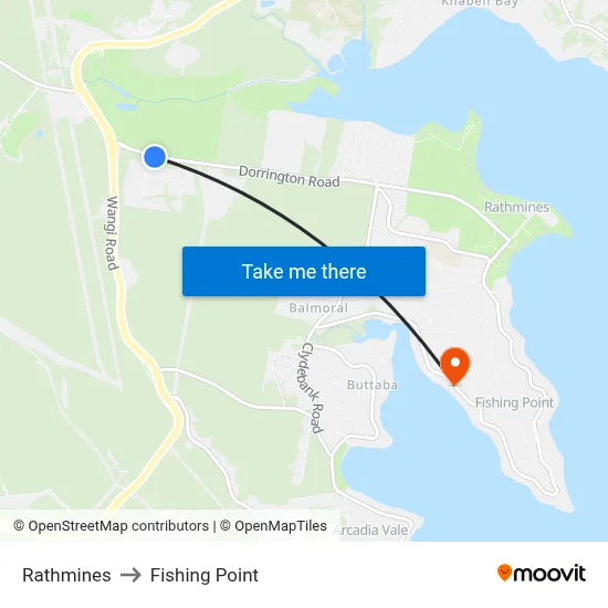 Rathmines to Fishing Point map