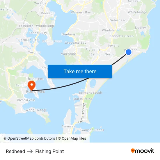 Redhead to Fishing Point map