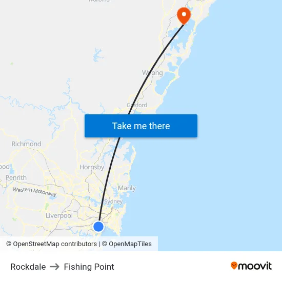 Rockdale to Fishing Point map