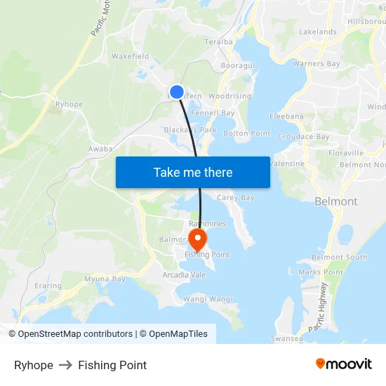 Ryhope to Fishing Point map