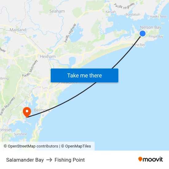 Salamander Bay to Fishing Point map