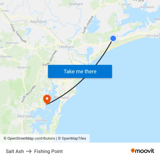 Salt Ash to Fishing Point map