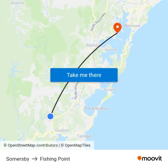 Somersby to Fishing Point map