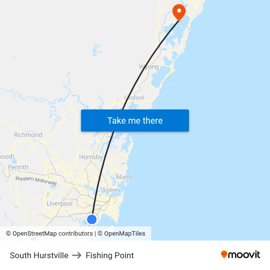 South Hurstville to Fishing Point map