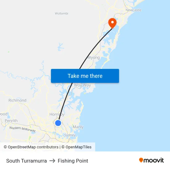 South Turramurra to Fishing Point map