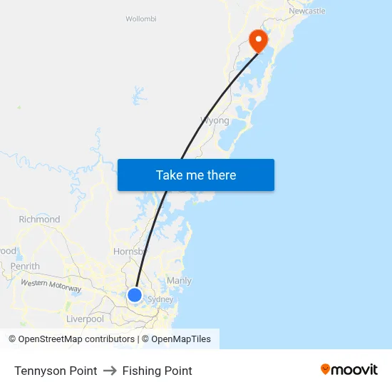 Tennyson Point to Fishing Point map