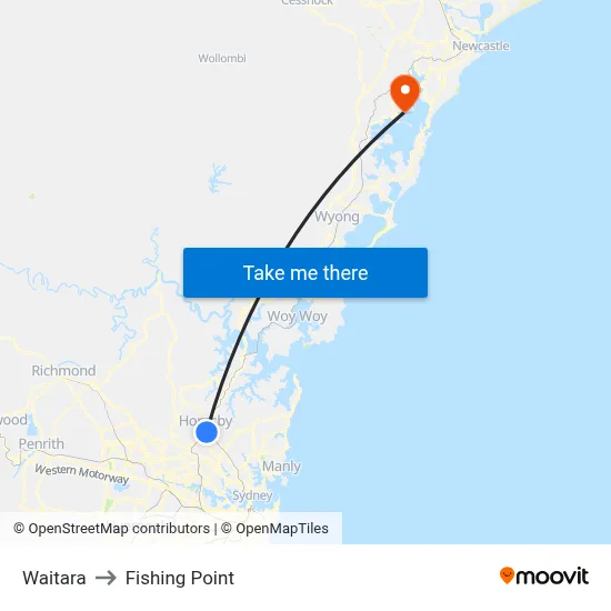 Waitara to Fishing Point map