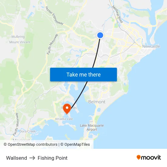Wallsend to Fishing Point map