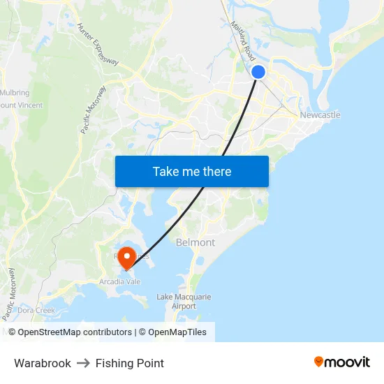 Warabrook to Fishing Point map