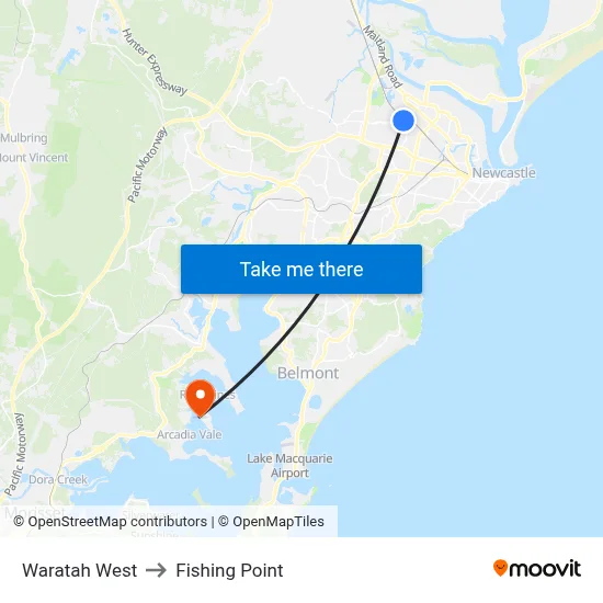 Waratah West to Fishing Point map