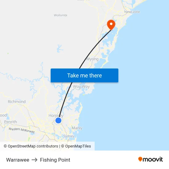 Warrawee to Fishing Point map