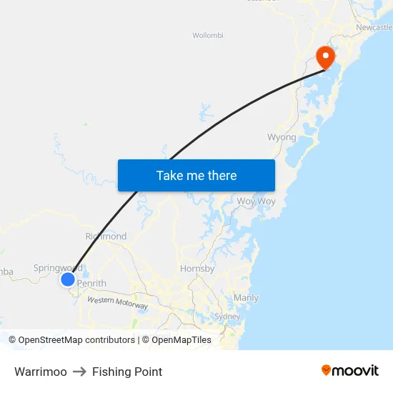 Warrimoo to Fishing Point map