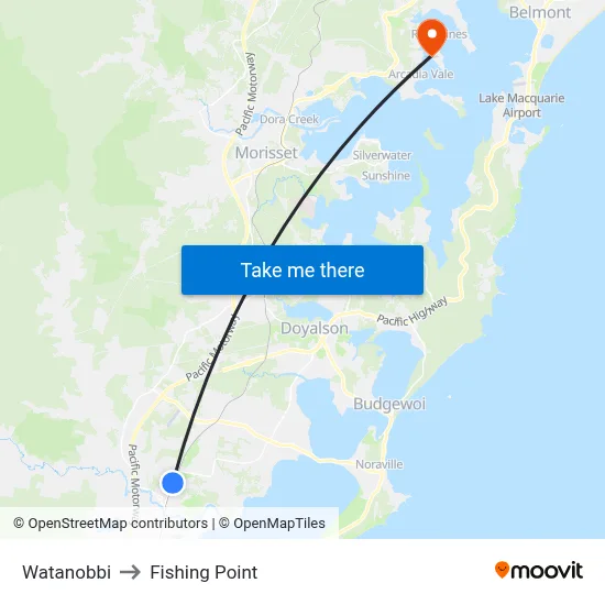 Watanobbi to Fishing Point map