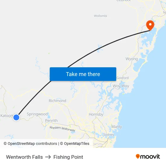 Wentworth Falls to Fishing Point map