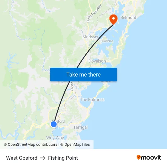 West Gosford to Fishing Point map