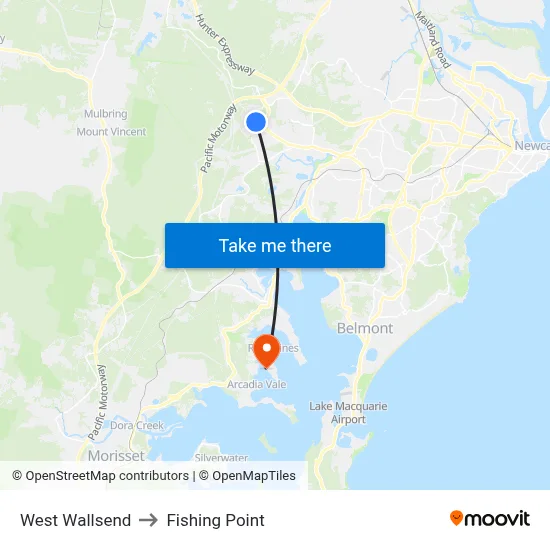 West Wallsend to Fishing Point map