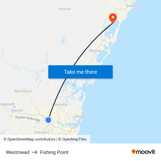 Westmead to Fishing Point map