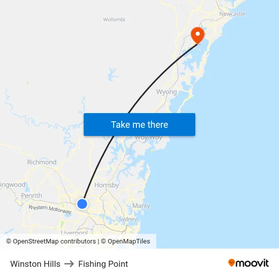 Winston Hills to Fishing Point map