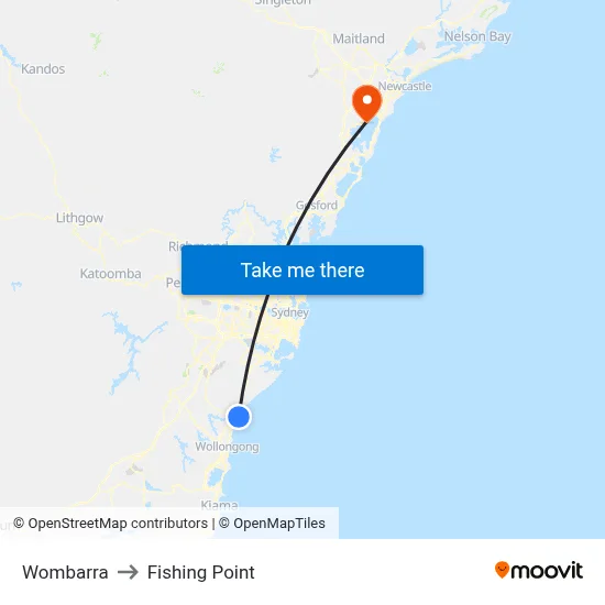 Wombarra to Fishing Point map