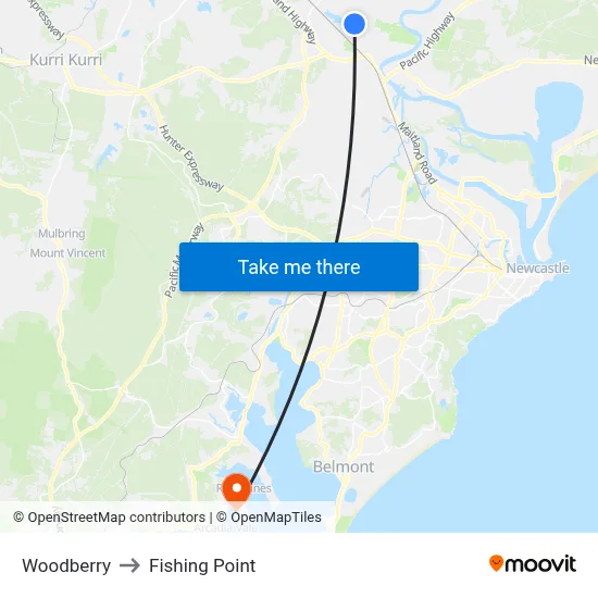Woodberry to Fishing Point map